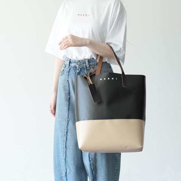 MARNI マルニ PVC トートバッグ ブラック ブルー バイカラー 直販割引 MARNI マルニ PVC トートバッグ ブラック ブルー バイカラー 直販割引