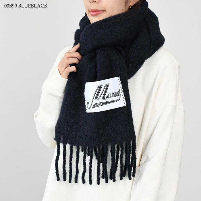 MARNI マルニ ロゴパッチスカーフ ブラッシュドアルパカ製 MARNI マルニ ロゴパッチスカーフ ブラッシュドアルパカ製