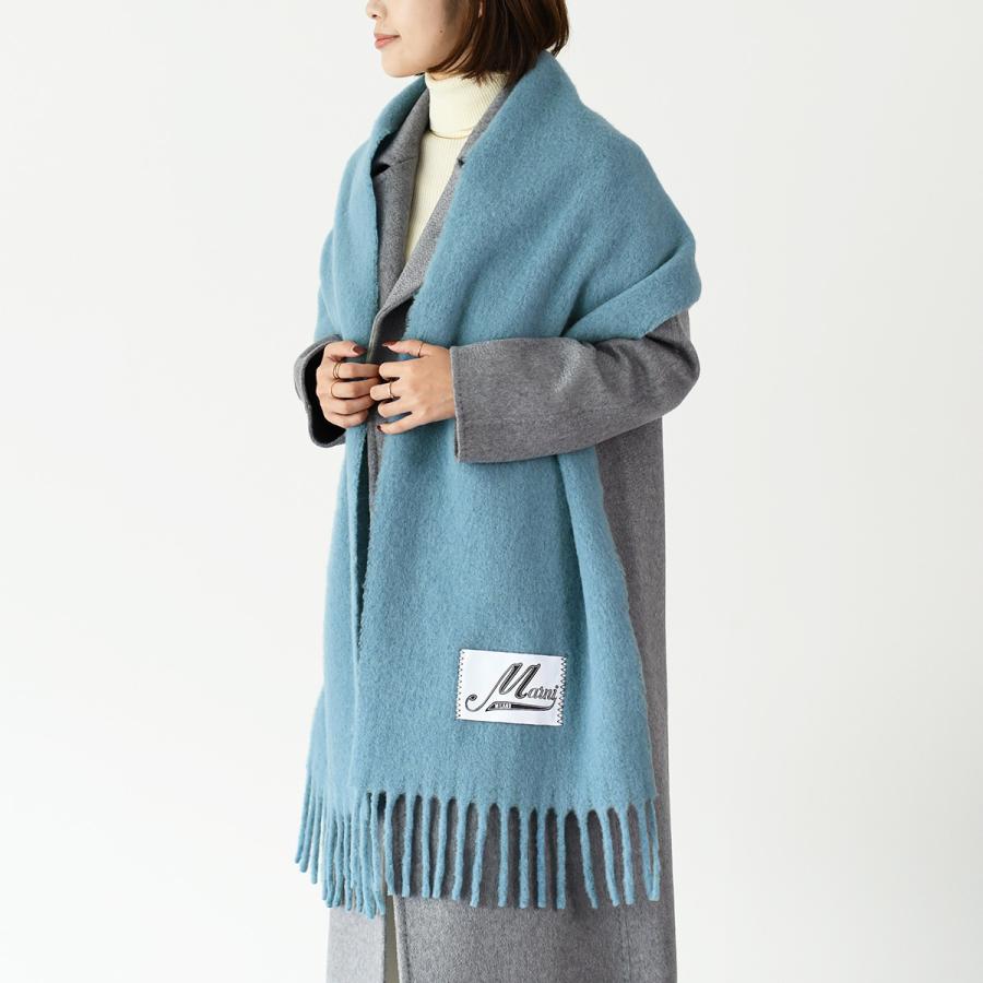 MARNI マルニ ロゴパッチスカーフ ブラッシュドアルパカ製 MARNI マルニ ロゴパッチスカーフ ブラッシュドアルパカ製