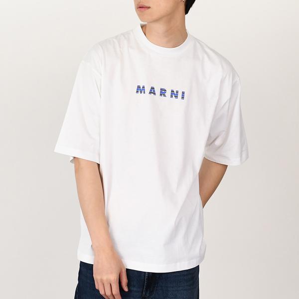 MARNI マルニ ロゴ半袖カットソー サイズ:48 Tシャツ HUMU0223HP USCX51   ホワイト メンズ / 240001155788 MARNI（マルニ） Tシャツ トップス カットソー ロゴ コットンTシャツ