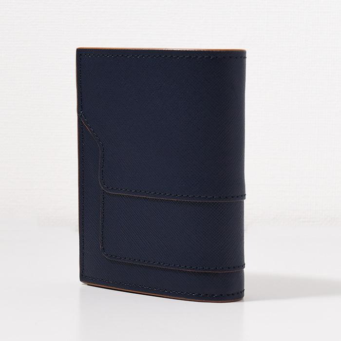 【未使用・付属品付き】MARNI 二つ折り財布 ネイビー/ホワイト/ブラウン MARNI（マルニ） 財布 ウォレット 折りたたみ財布 サフィアーノレザー