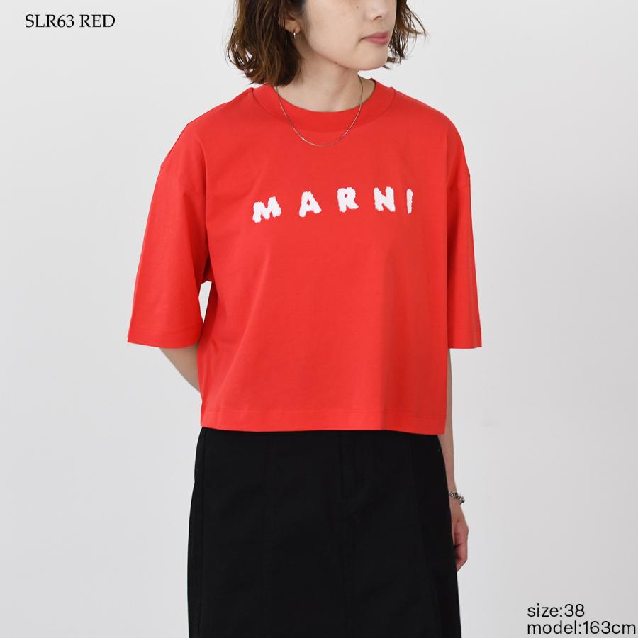 MARNI ロコ スクリフル ホクシ Tシャツ THJE0333P5USCX42 SLR63 Red boxy T-shirt with Marni Scribbled logo | Marni
