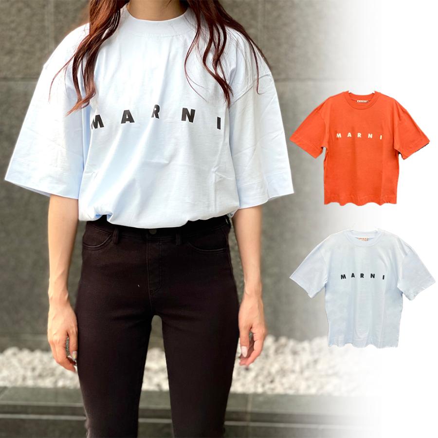 Marni マルニ Tシャツ ロゴt コットン ロゴt Blue ブルー Orange オレンジ レディース 半袖 トップス シンプル Thjet49epbscp ギフト プレゼント Mr Thjet49epbscp セレクトショップ Felice Yahoo 店 通販 Yahoo ショッピング