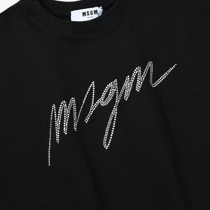 【美品】エムエスジーエム　クルーネックトレーナー　ロゴプリント 黒 M エムエスジーエム MSGM レディーストップス 箔プリント クルー