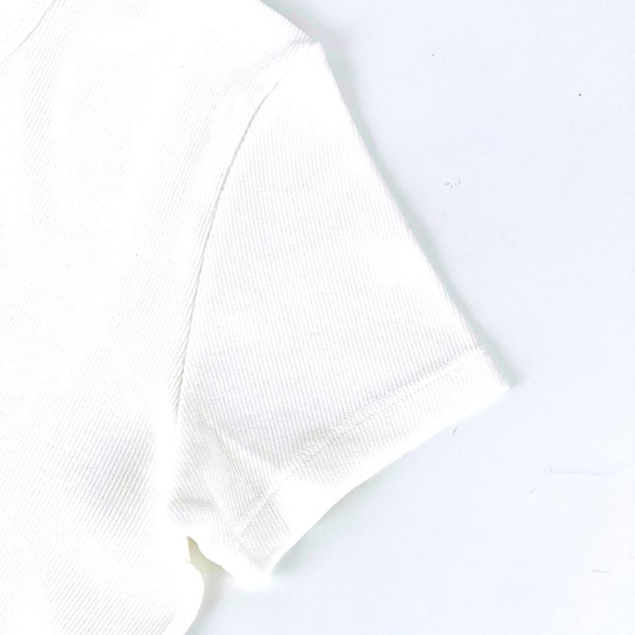 OFF-WHITE オフホワイト リブ ストレッチ OFFロゴ コットン Tシャツ 