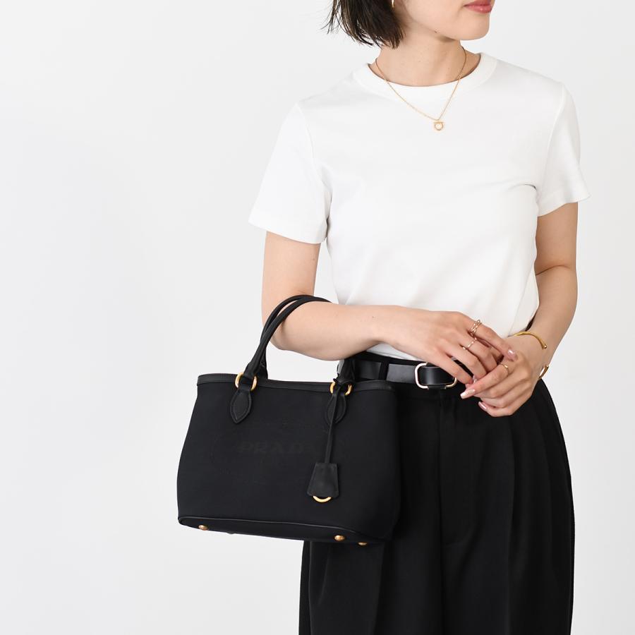 PRADA プラダ バッグ ロゴ ジャカード キャンバス ＆ レザー