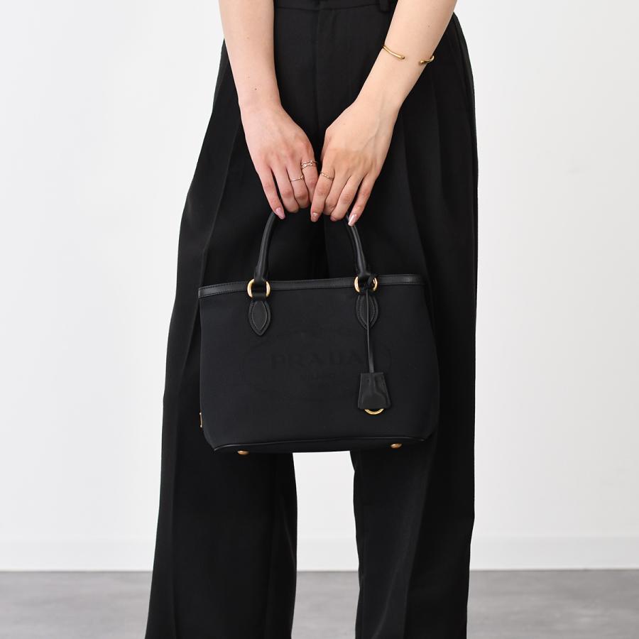 PRADA プラダ バッグ ロゴ ジャカード キャンバス ＆ レザー