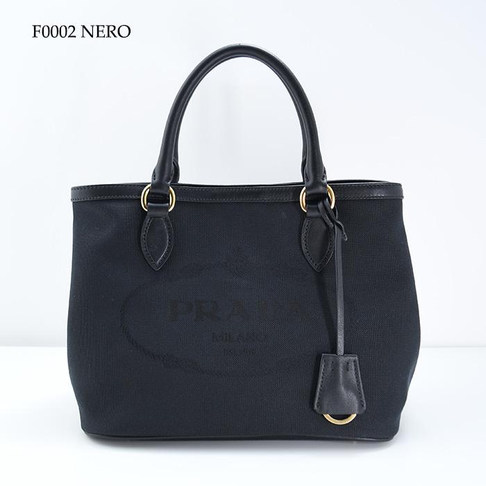 PRADA プラダ バッグ ロゴ ジャカード キャンバス ＆ レザー