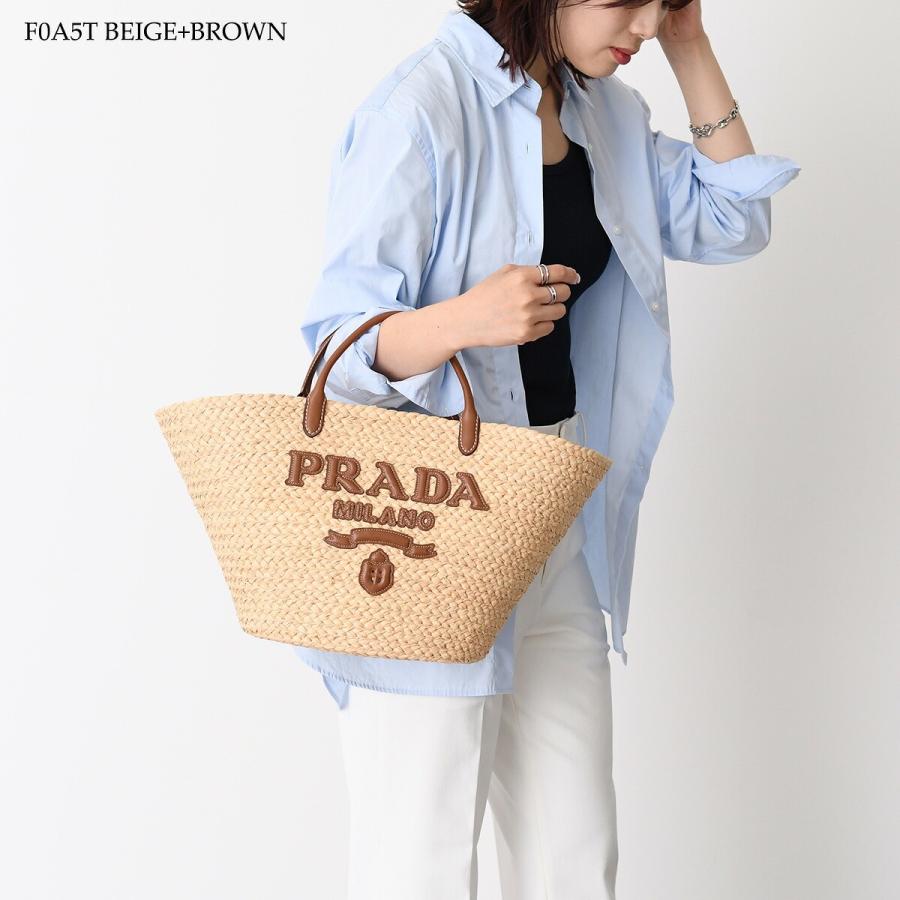 PRADA（プラダ） かごバッグ バッグ ラージ ラフィアxレザー トート