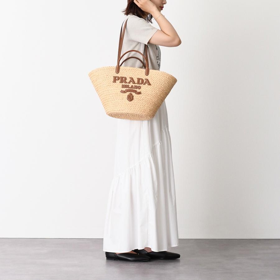 PRADA（プラダ） かごバッグ バッグ ラージ ラフィアxレザー トート