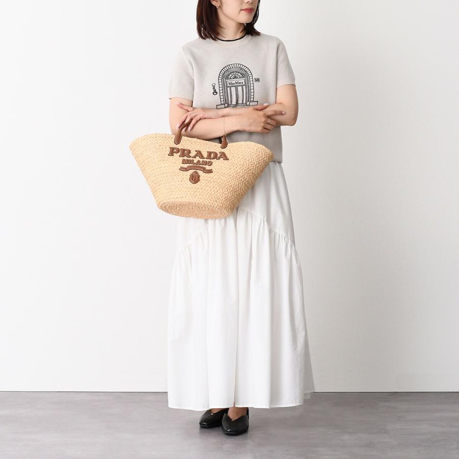 PRADA（プラダ） かごバッグ バッグ ラージ ラフィアxレザー トート