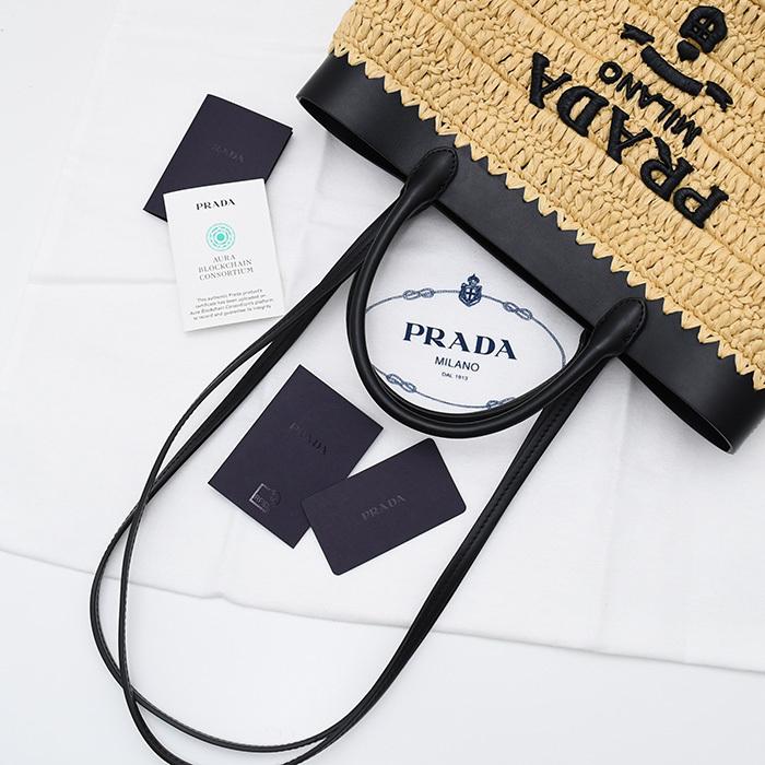 【美品】プラダ PRADA かごバッグ ベージュ/ブラック　値下げ不可 PRADA プラダ かごバッグ 1BG500 GOO 2M2Q レディース トート