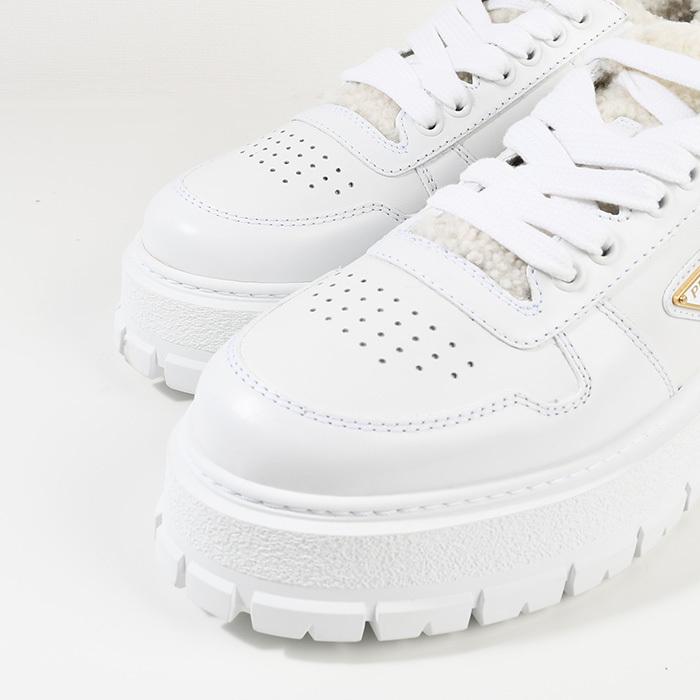 PRADA プラダ 靴 シューズ スニーカー レザーxシアリング 1E947M