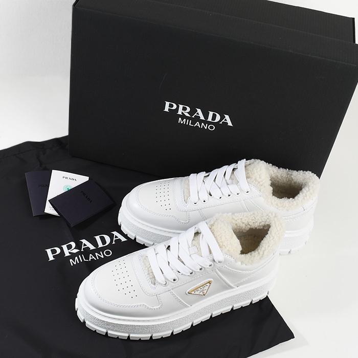 PRADA プラダ 靴 シューズ スニーカー レザーxシアリング 1E947M