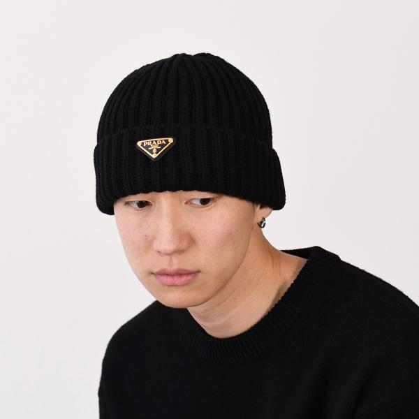 PRADA（プラダ） ニット帽 ウール ビーニー 1HC390 2DZL メンズ NERO