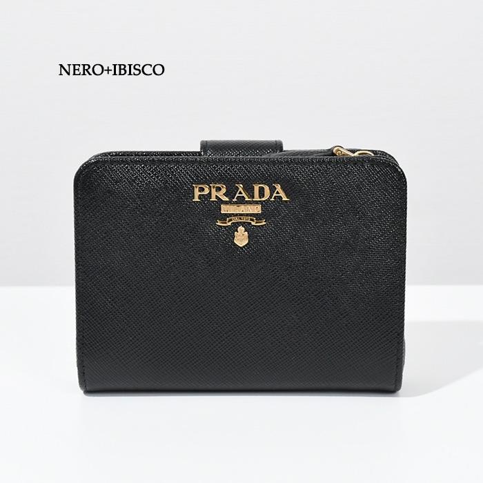 PRADA プラダ SAFFIANO サフィアーノ バイカラー 2つ折り財布 折り畳み財布 1ML018 レザー ロゴ コンパクト財布 ミニ財布  レッド ブラック ピンク