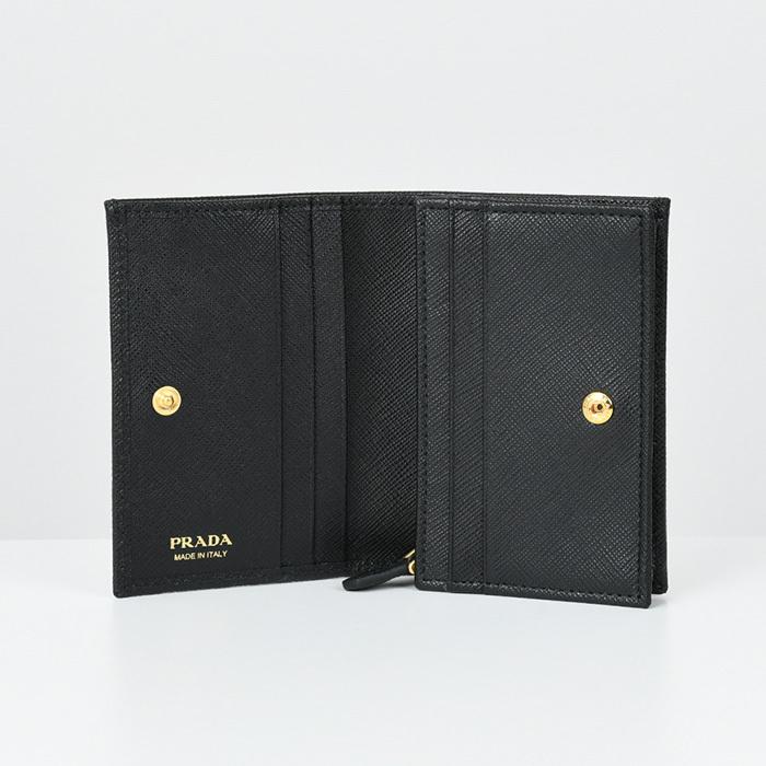 PRADA プラダ サフィアーノ トライアングル 財布 1MH021 コンパクトウォレット 三つ折りサイフ ブランド 黒 ブラック PRADA（プラダ） 財布 三つ折り ミニ財布 1MH021 QWA サフィアーノ