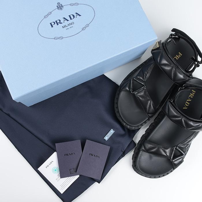 【ほぼ未使用】 PRADA ブラックレザー サンダル 新品未使用】PRADA/プラダ ナッパレザー サンダルブラック 38