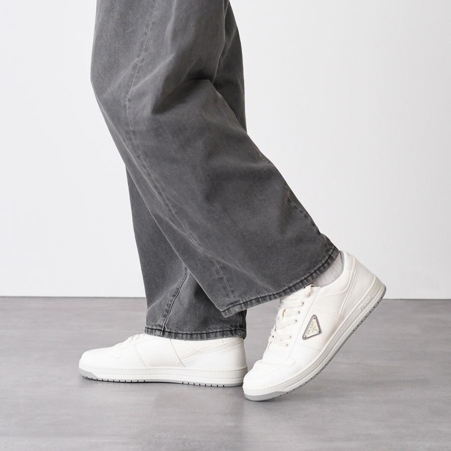 【ポイント5倍】PRADA プラダ スニーカー シューズ 靴 ダウンタウンナッパレザースニーカー 2EE364 3LQK メンズ アイボリー 革 ロゴの画像