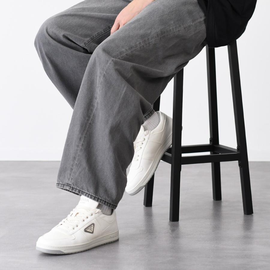 【ポイント5倍】PRADA プラダ スニーカー シューズ 靴 ダウンタウンナッパレザースニーカー 2EE364 3LQK メンズ アイボリー 革 ロゴの画像
