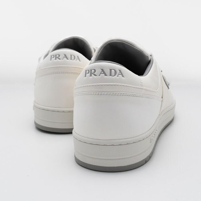 【ポイント5倍】PRADA プラダ スニーカー シューズ 靴 ダウンタウンナッパレザースニーカー 2EE364 3LQK メンズ アイボリー 革 ロゴの画像