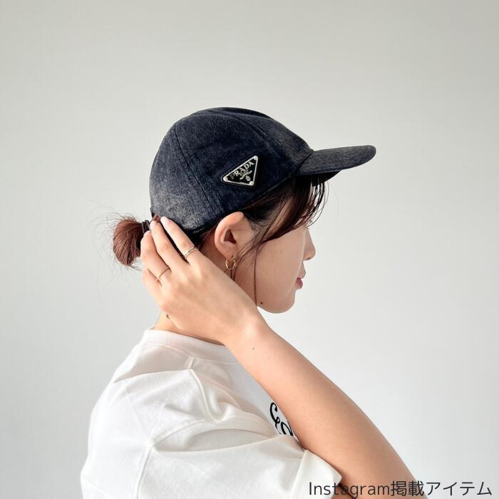 PRADA プラダ キャップ 帽子 デニムベースボールCAP 2HC274 12K8 レディース ユニセックス ブラック 黒 デニム ダメージ加工 人気