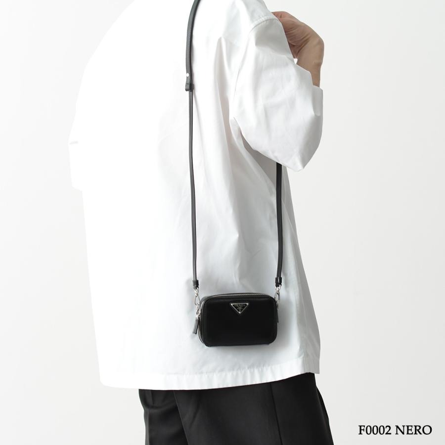 ブラックレザーショルダーバッグ PRADA プラダ バッグ ブラッシュレザー 2TT180 ZO6 メンズ F0002