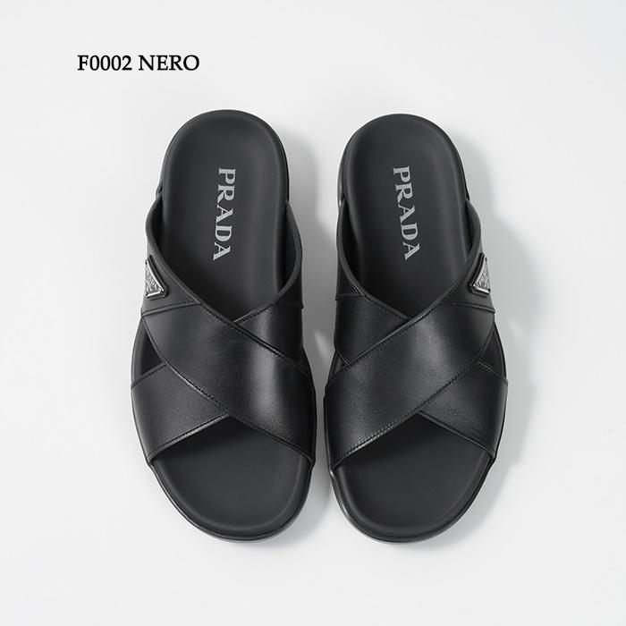 PRADA プラダ サンダル レザー クリスクロス スライドサンダル PRADA プラダ サンダル レザー クリスクロス スライドサンダル