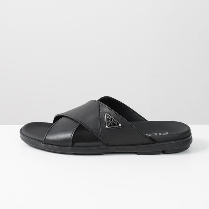 PRADA プラダ サンダル レザー クリスクロス スライドサンダル PRADA プラダ サンダル レザー クリスクロス スライドサンダル