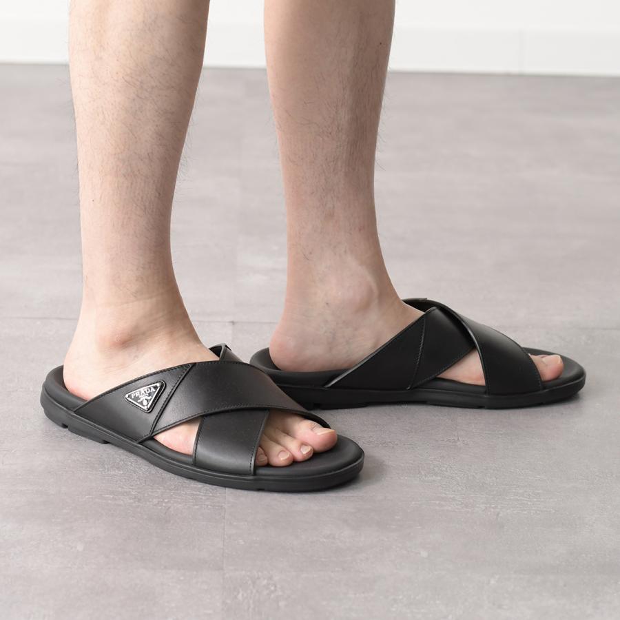 PRADA プラダ サンダル レザー クリスクロス スライドサンダル PRADA プラダ サンダル レザー クリスクロス スライドサンダル