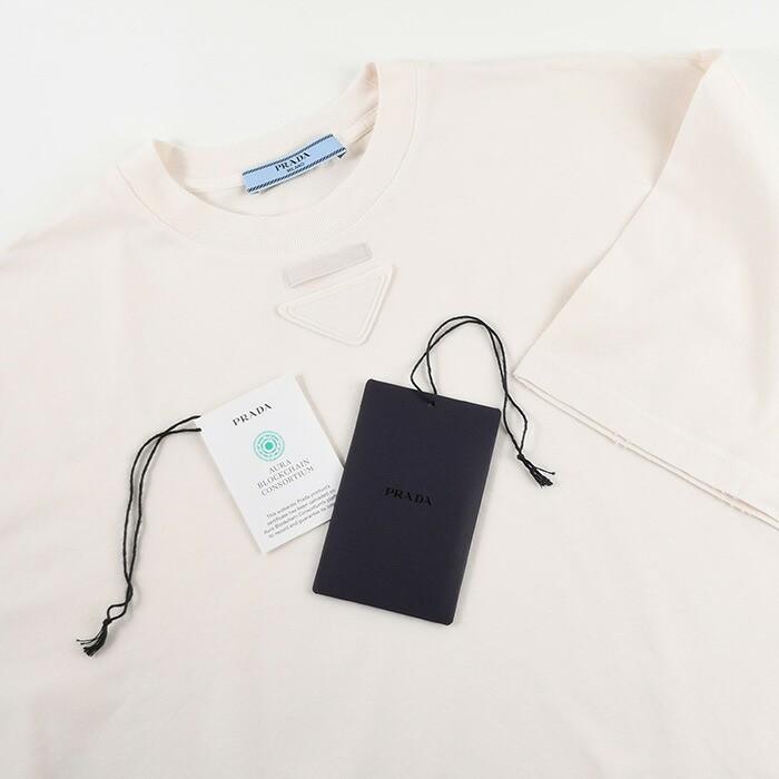 【10％OFF】PRADA プラダ Tシャツ ジャージー Tシャツ 3558A 12ZB メンズ ベージュ F0018 コットン オーバーサイズ スポーティの画像