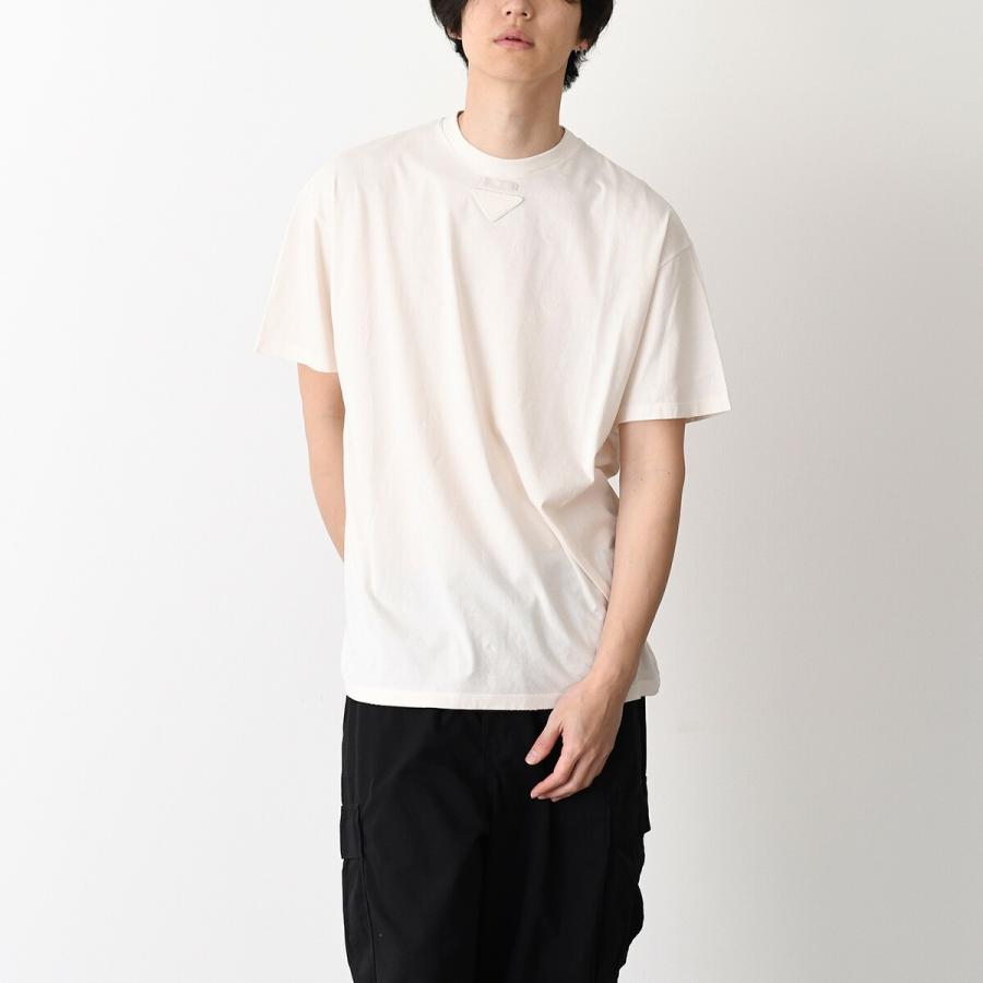 【10％OFF】PRADA プラダ Tシャツ ジャージー Tシャツ 3558A 12ZB メンズ ベージュ F0018 コットン オーバーサイズ スポーティの画像