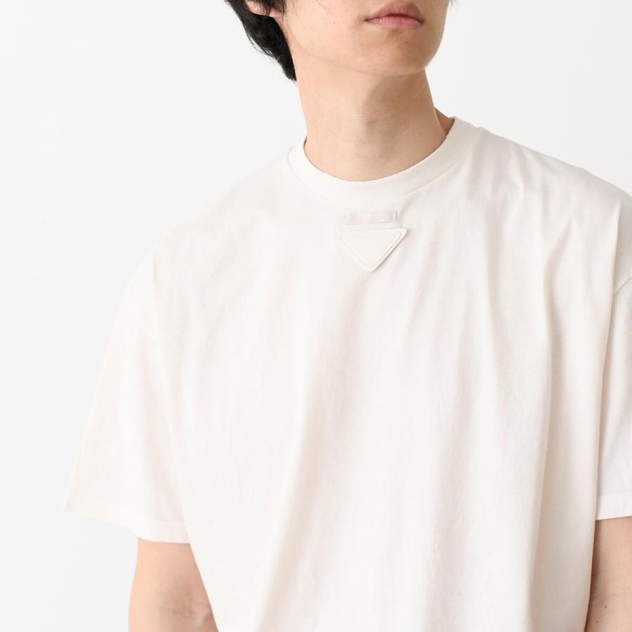 【10％OFF】PRADA プラダ Tシャツ ジャージー Tシャツ 3558A 12ZB メンズ ベージュ F0018 コットン オーバーサイズ スポーティの画像