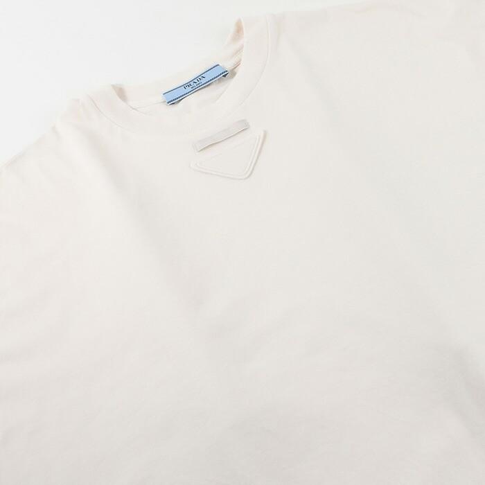 【10％OFF】PRADA プラダ Tシャツ ジャージー Tシャツ 3558A 12ZB メンズ ベージュ F0018 コットン オーバーサイズ スポーティの画像