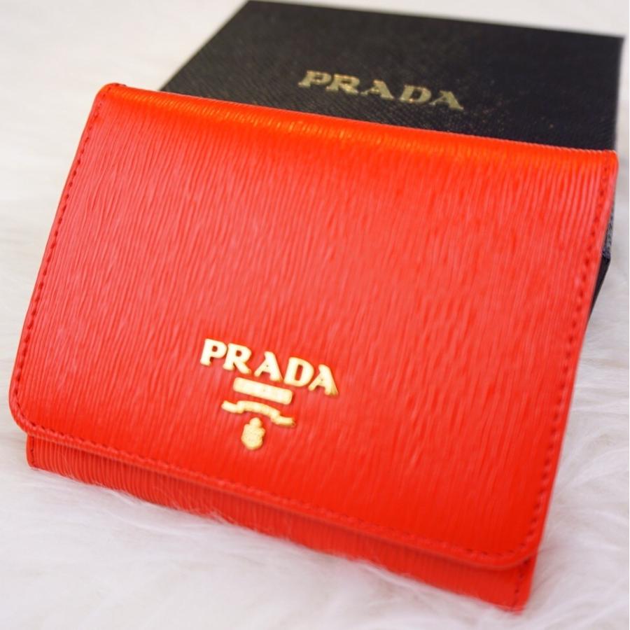 プラダ PRADA 三つ折り財布 VITELLO MOVE 使いやすい コンパクト財布 