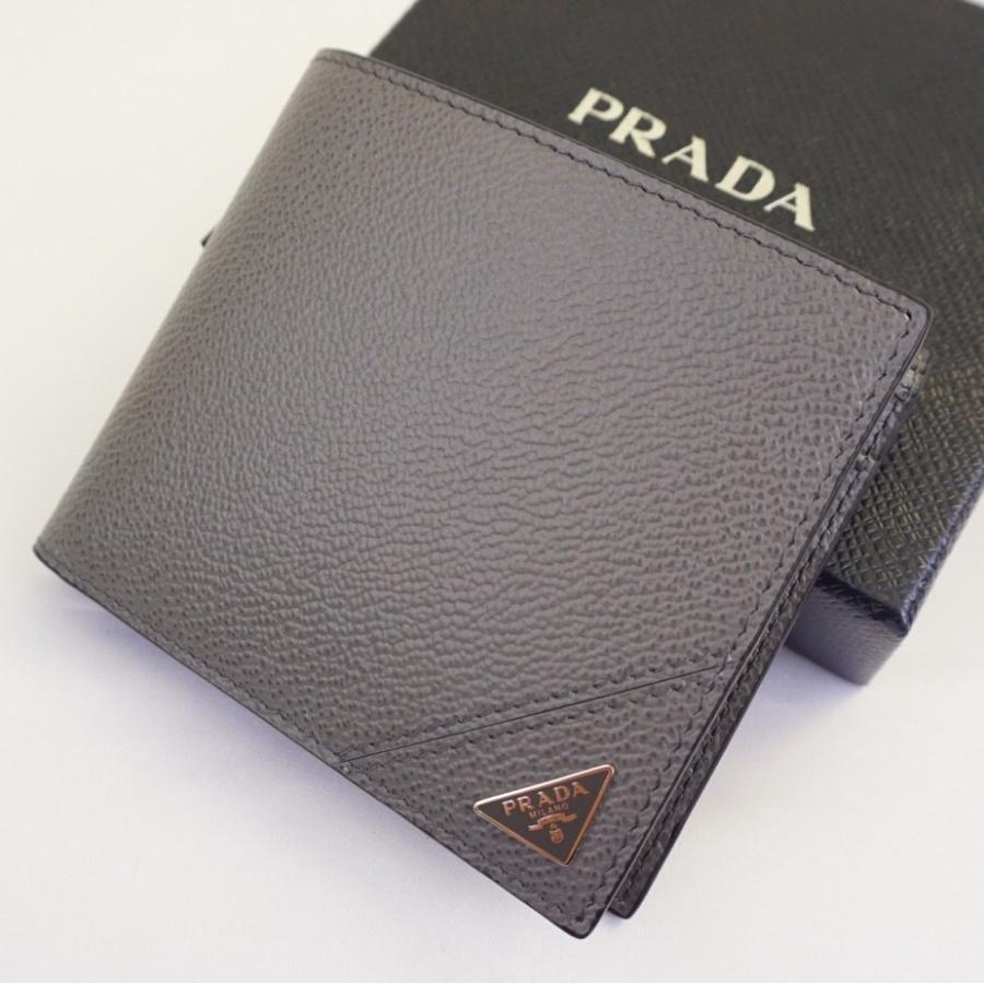 プラダ Prada メンズ 二つ折り財布 Vit Micro Grain 折りたたみ コンパクト財布 三角ロゴ 2mo738 2m0738 ネイビー ブラック グレー Prada 2mo738vmg セレクトショップ Felice Yahoo 店 通販 Yahoo ショッピング