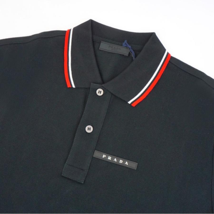 プラダ PRADA メンズ ポロシャツ SJN256 ロゴ NERO ブラック 黒 BIANCO 