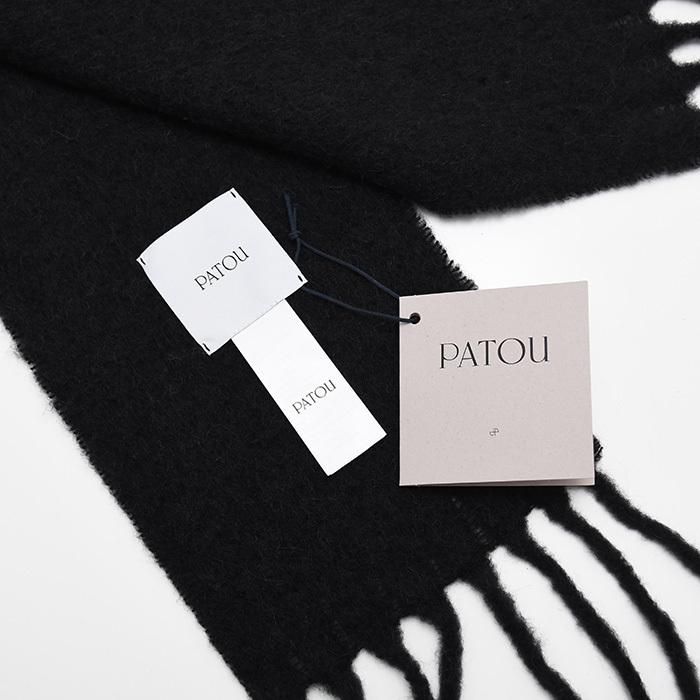 PATOU マフラー 黒 PATOU（パトゥ） マフラー アルパカ ウールブレンド ロングフリンジ
