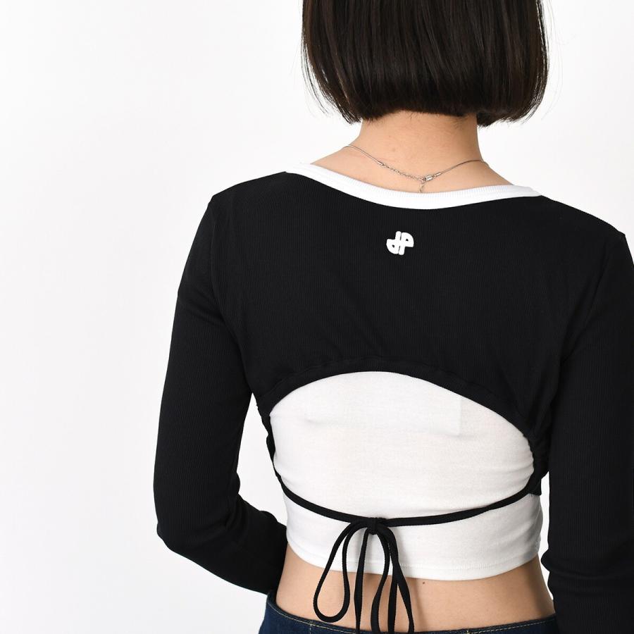 最終お値下げ　 未使用　PATOU パトゥ　ロゴ ジップ　ワンピース ブラック PATOU（パトゥ） カットソー JE107 9978 オープンバック クロップドT