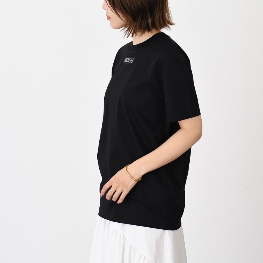 PATOU(パトゥ) 半袖カットソー サイズM レディース美品  - 白×黒 クルーネック/ニット PATOU（パトゥ） トップス オーガニックコットン パトゥロゴラベル T