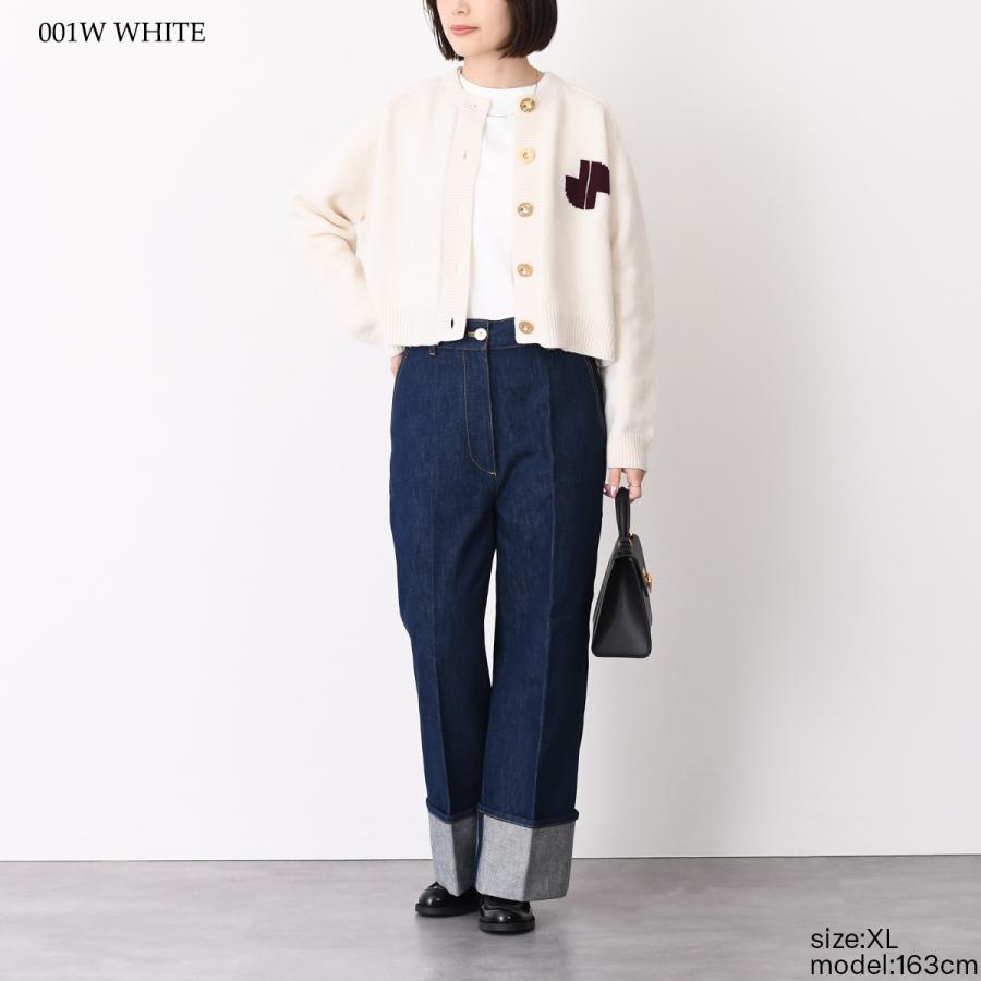 PATOU / パトゥ | ウール ボーダー ビジュー装飾 肩ボタン ニット | XS | ホワイト / ネイビー | レディース PATOU - PATOU / パトゥ | ウール ボーダー ビジュー装飾 肩ボタン