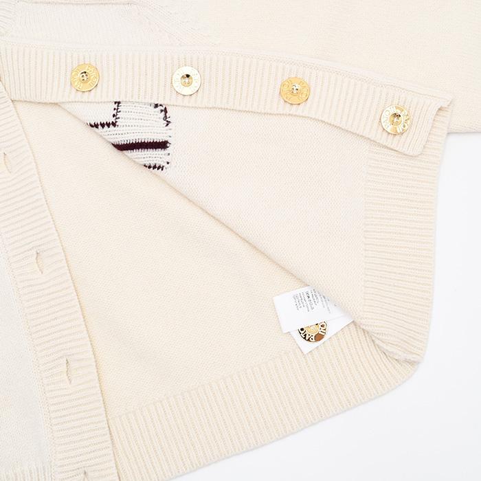 PATOU コットンフリースカーディガン ロゴ刺繍 金ボタン ホワイト PATOU - PATOU コットンフリースカーディガン ロゴ刺繍 金ボタン