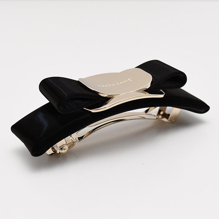 Salvatore Ferragamo レザー リボン バレッタ FERRAGAMO（フェラガモ） バレッタ 34 7582 レディース クリスタル装飾
