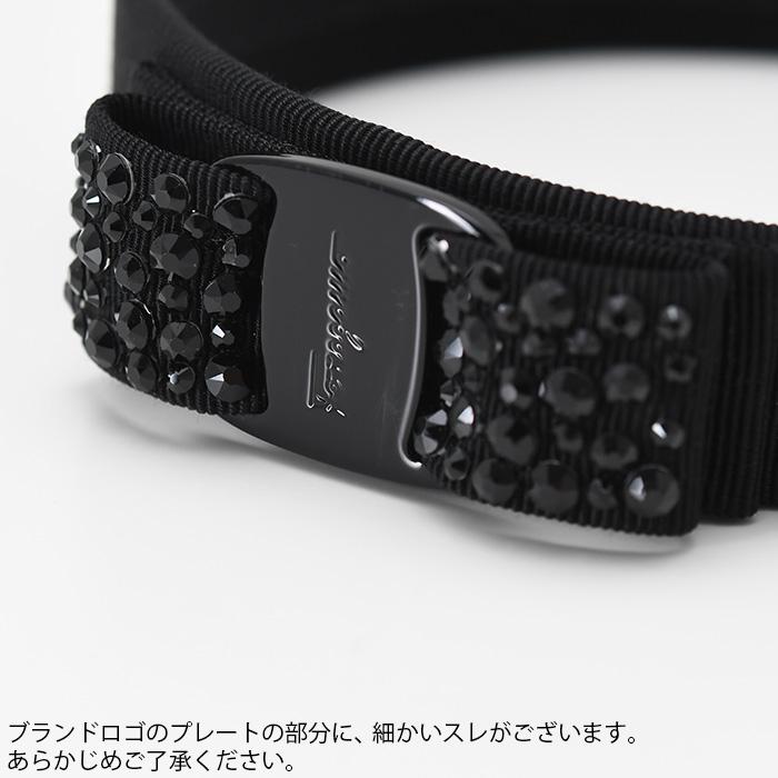 【美品】フェラガモ カチューシャ ビジュー リボン キラキラ 黒 FERRAGAMO（フェラガモ） サルヴァトーレ Salvatore Ferragamo