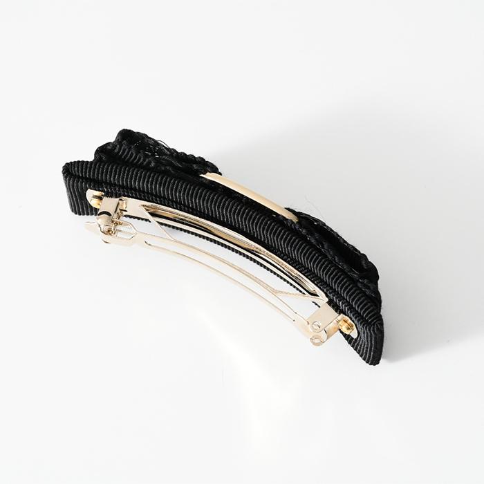 【極美品】フェラガモ バレッタ ヴァラリボン ブラック グログラン ゴールド金具 FERRAGAMO（フェラガモ） バレッタ ヘアアクセサリー VARA グログラン