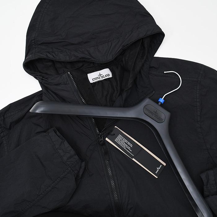 STONE ISLAND ストーンアイランド アウター 4100001 CRINKLE REPS NY 防風＆撥水ジャケット 4100001 S0A23 メンズ ブラック ナイロン フード 軽量 2wayジッパーの画像