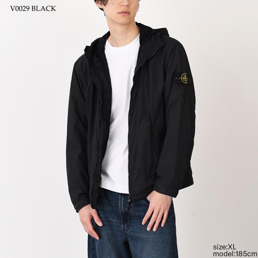 STONE ISLAND ストーンアイランド アウター 4100001 CRINKLE REPS NY 防風＆撥水ジャケット 4100001 S0A23 メンズ ブラック ナイロン フード 軽量 2wayジッパーの画像