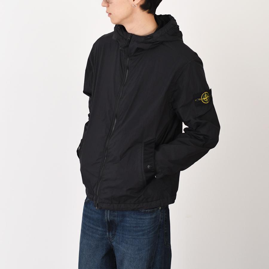 STONE ISLAND ストーンアイランド アウター 4100001 CRINKLE REPS NY 防風＆撥水ジャケット 4100001 S0A23 メンズ ブラック ナイロン フード 軽量 2wayジッパーの画像