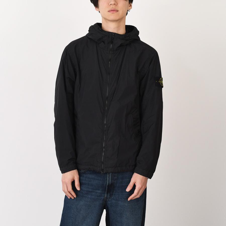 STONE ISLAND ストーンアイランド アウター 4100001 CRINKLE REPS NY 防風＆撥水ジャケット 4100001 S0A23 メンズ ブラック ナイロン フード 軽量 2wayジッパーの画像
