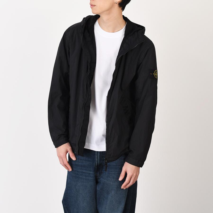 STONE ISLAND ストーンアイランド アウター 4100001 CRINKLE REPS NY 防風＆撥水ジャケット 4100001 S0A23 メンズ ブラック ナイロン フード 軽量 2wayジッパーの画像